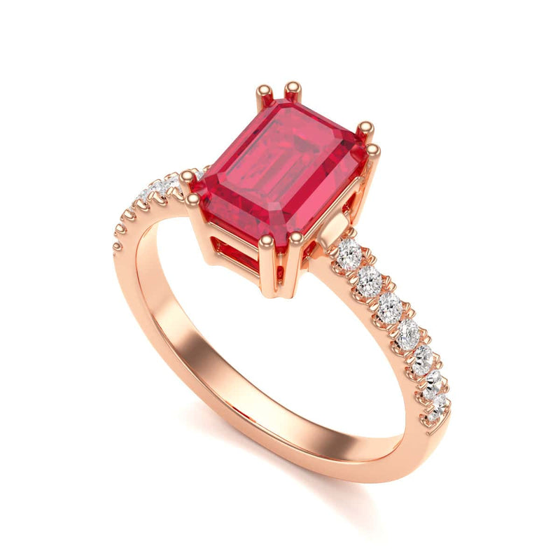 Ruby with Diamond Set Shoulders Dress Ring