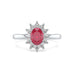 Diamond Halo Oval Shape Ruby Engagement Ring in 18ct Gold and Platinum
