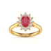 Diamond Halo Oval Shape Ruby Engagement Ring in 18ct Gold and Platinum