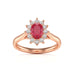 Diamond Halo Oval Shape Ruby Engagement Ring in 18ct Gold and Platinum