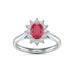 Diamond Halo Oval Shape Ruby Engagement Ring in 18ct Gold and Platinum