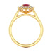 Diamond Halo Oval Shape Ruby Engagement Ring in 18ct Gold and Platinum