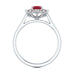 Diamond Halo Oval Shape Ruby Engagement Ring in 18ct Gold and Platinum