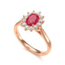 Diamond Halo Oval Shape Ruby Engagement Ring in 18ct Gold and Platinum