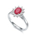 Diamond Halo Oval Shape Ruby Engagement Ring in 18ct Gold and Platinum