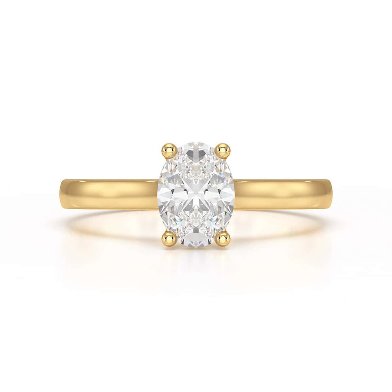 Diamond Engagement Ring- Oval 4 Claw Parallel Scollop Set Shank