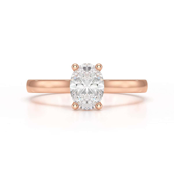 Diamond Engagement Ring- Oval 4 Claw Parallel Scollop Set Shank