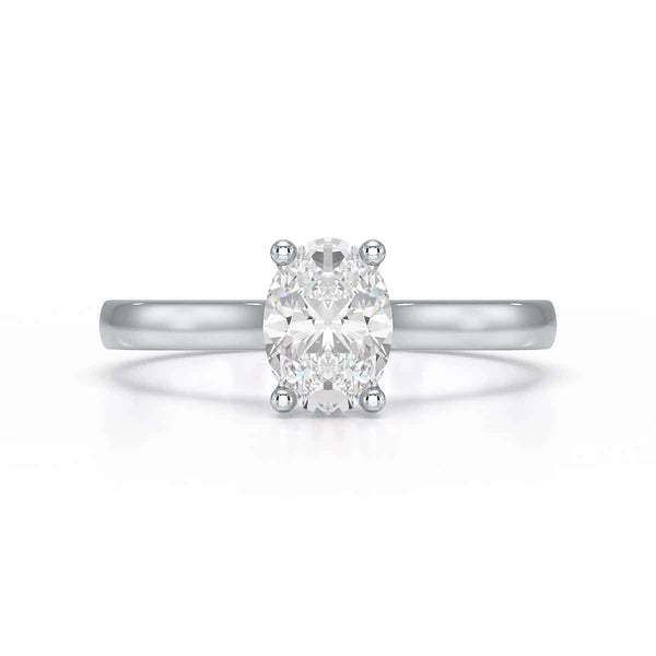 Diamond Engagement Ring- Oval 4 Claw Parallel Scollop Set Shank