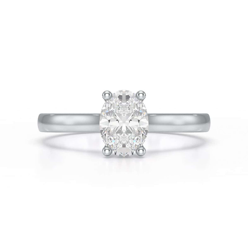 Diamond Engagement Ring- Oval 4 Claw Parallel Scollop Set Shank