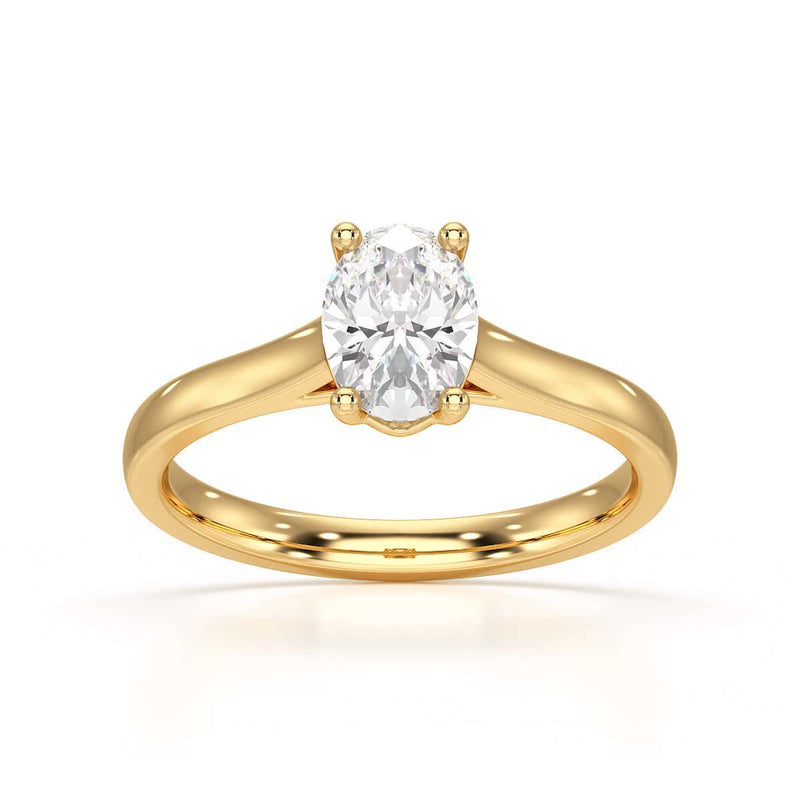 Diamond Engagement Ring- Oval 4 Claw Parallel Scollop Set Shank