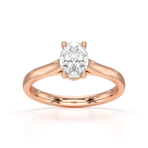 Diamond Engagement Ring- Oval 4 Claw Parallel Scollop Set Shank