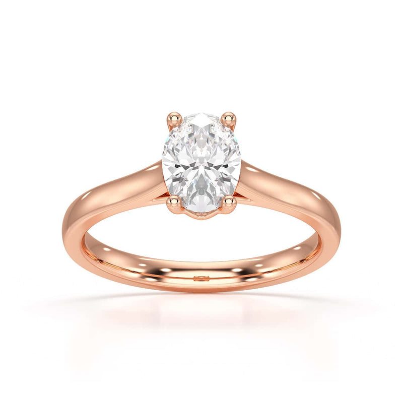 Diamond Engagement Ring- Oval 4 Claw Parallel Scollop Set Shank