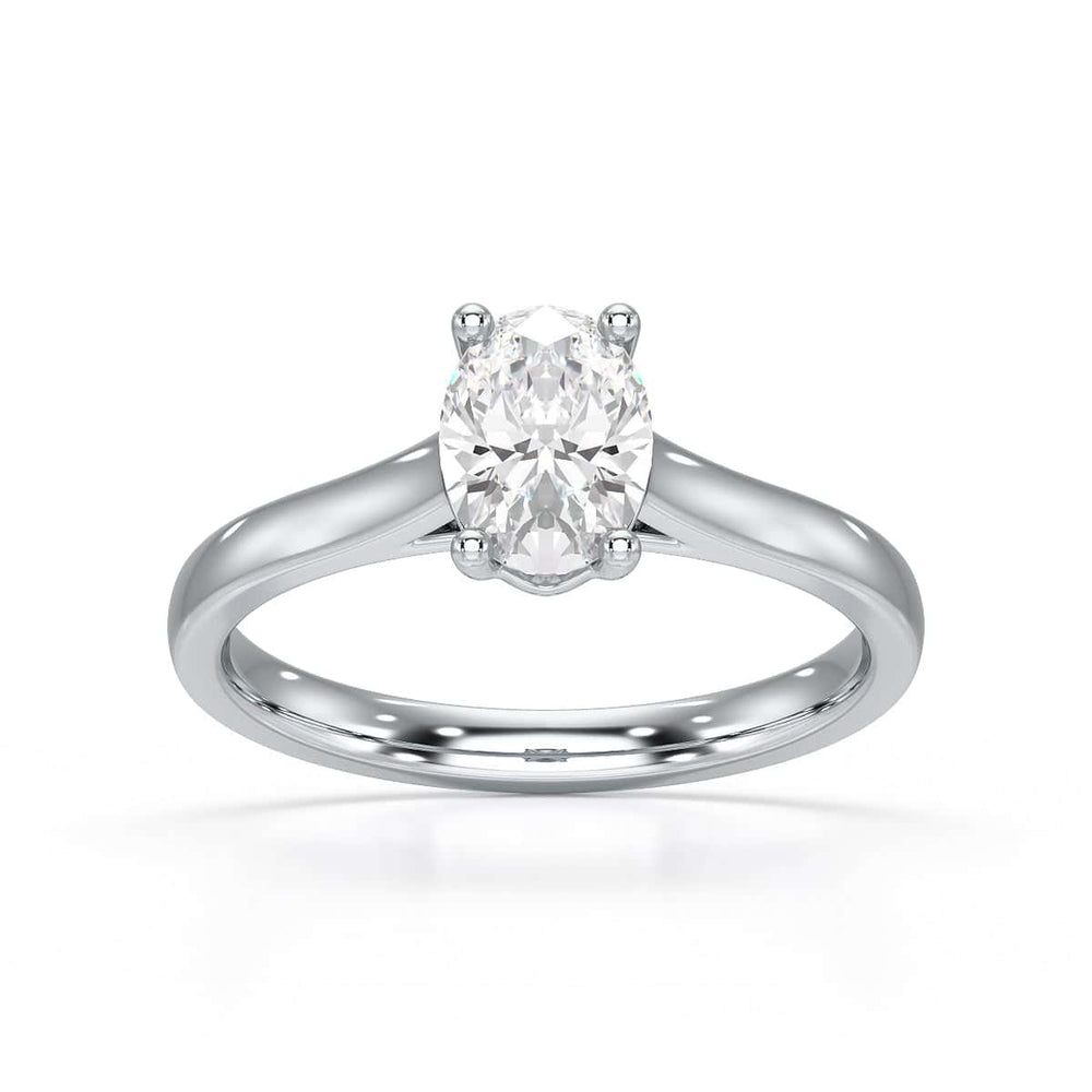 Diamond Engagement Ring- Oval 4 Claw Parallel Scollop Set Shank