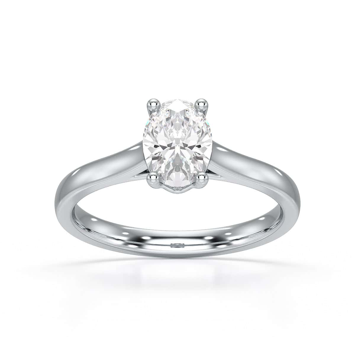 Diamond Engagement Ring- Oval 4 Claw Parallel Scollop Set Shank