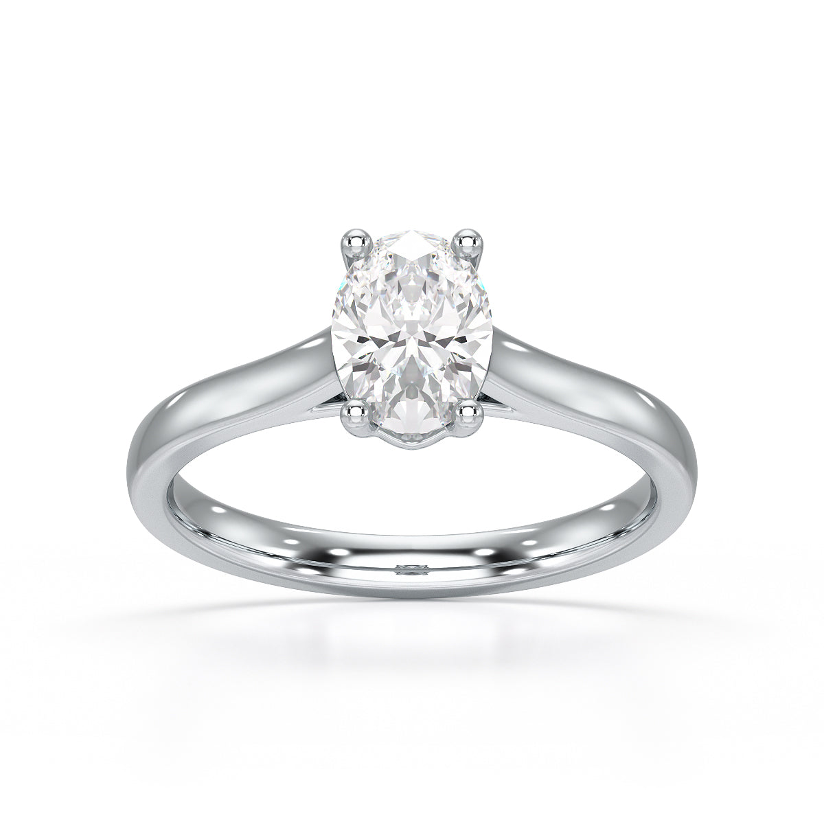 Diamond Engagement Ring- Oval 4 Claw Parallel Scollop Set Shank