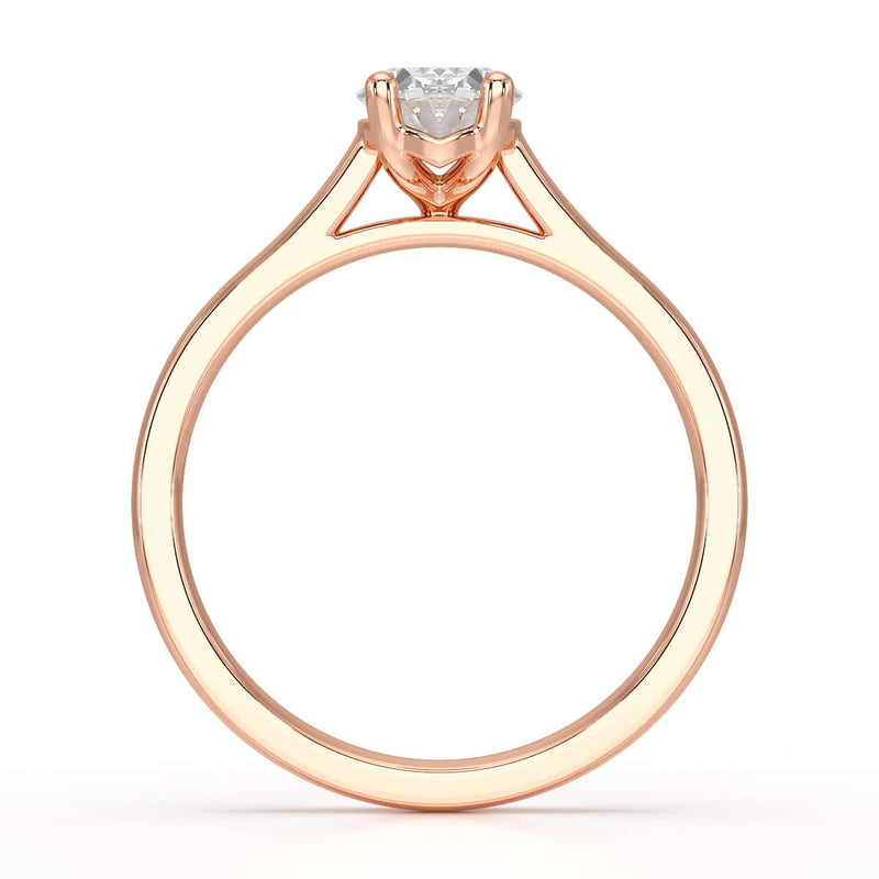 Diamond Engagement Ring- Oval 4 Claw Parallel Scollop Set Shank