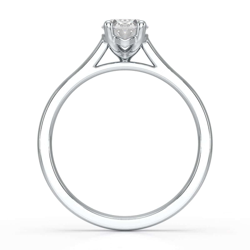 Diamond Engagement Ring- Oval 4 Claw Parallel Scollop Set Shank
