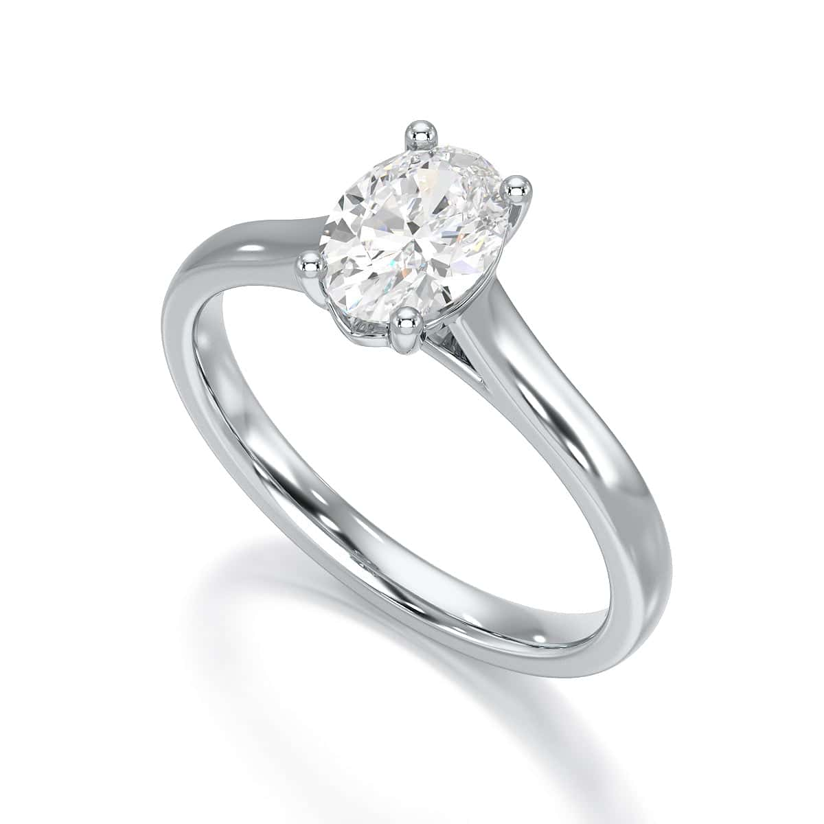 Diamond Engagement Ring- Oval 4 Claw Parallel Scollop Set Shank