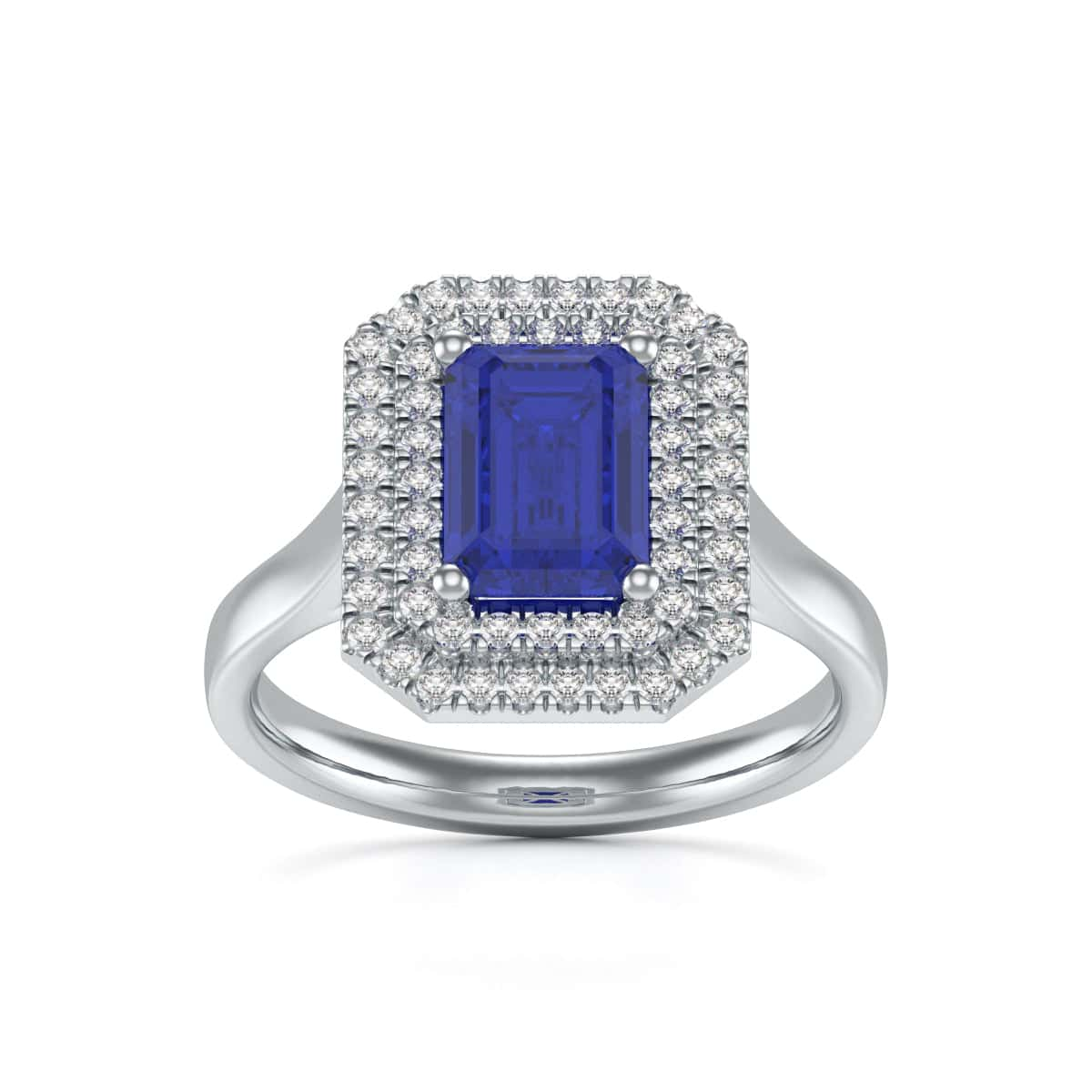 Blue Sapphire Diamond Halo Dress ring