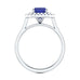 Double Diamond Halo Octagon Shape Sapphire Engagement Ring in 18ct Gold and Platinum