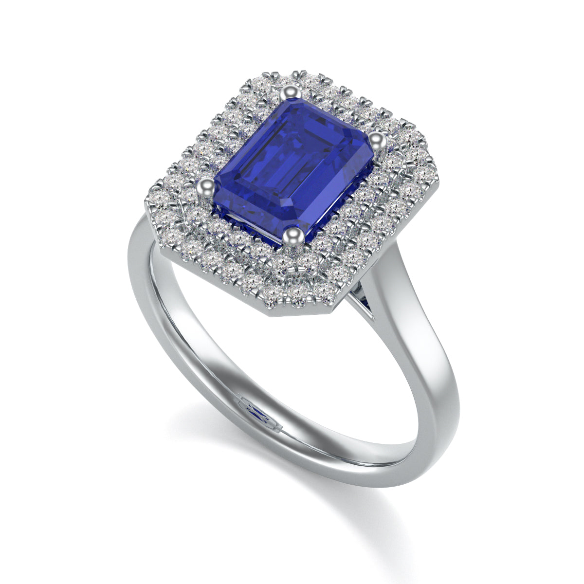 Blue Sapphire Diamond Halo Dress ring