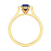 Round Shape Blue Sapphire Engagement Ring - Diamond Halo in 18ct Gold and Platinum