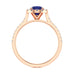 Round Shape Blue Sapphire Engagement Ring - Diamond Halo in 18ct Gold and Platinum
