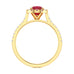 Diamond Halo Round Shape Ruby Engagement Ring in 18ct Gold and Platinum