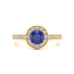 Diamond Halo Round Shape Blue Sapphire Engagement Ring in 18ct Gold and Platinum