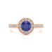 Diamond Halo Round Shape Blue Sapphire Engagement Ring in 18ct Gold and Platinum