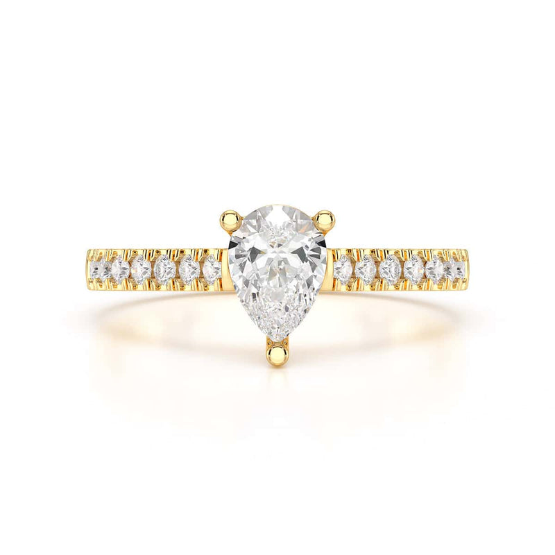 Diamond Engagement Ring- pear centre stone with Scallop Shoulder Set