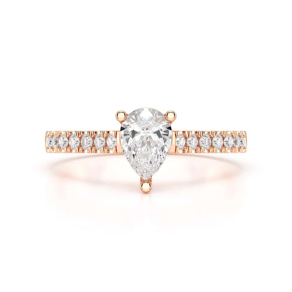 Diamond Engagement Ring- pear centre stone with Scallop Shoulder Set