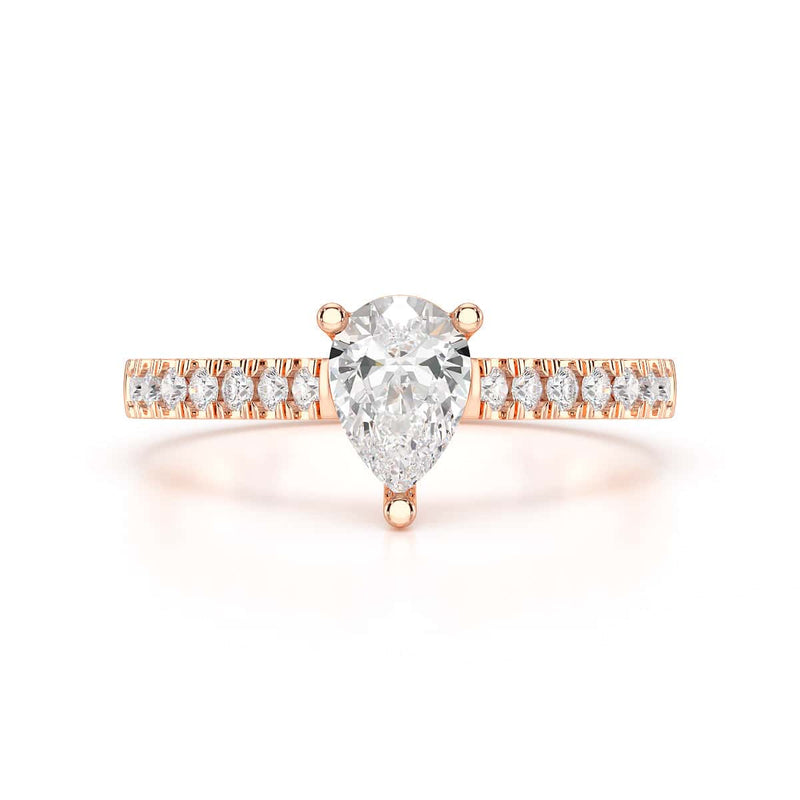 Diamond Engagement Ring- pear centre stone with Scallop Shoulder Set