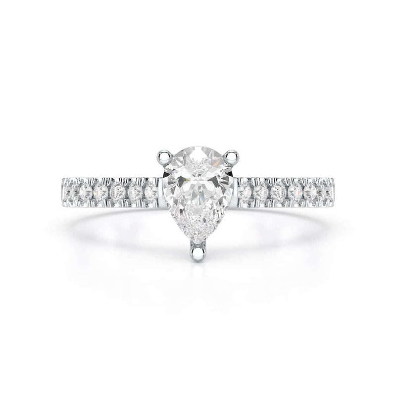 Diamond Engagement Ring- pear centre stone with Scallop Shoulder Set