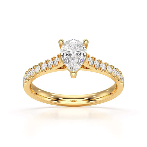 Diamond Engagement Ring- pear centre stone with Scallop Shoulder Set