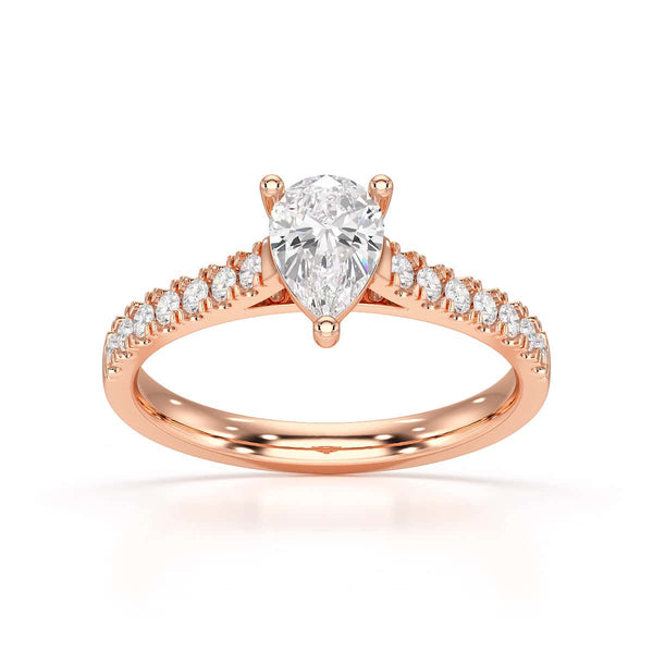 Diamond Engagement Ring- pear centre stone with Scallop Shoulder Set