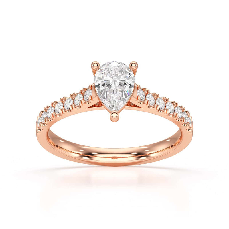 Diamond Engagement Ring- pear centre stone with Scallop Shoulder Set