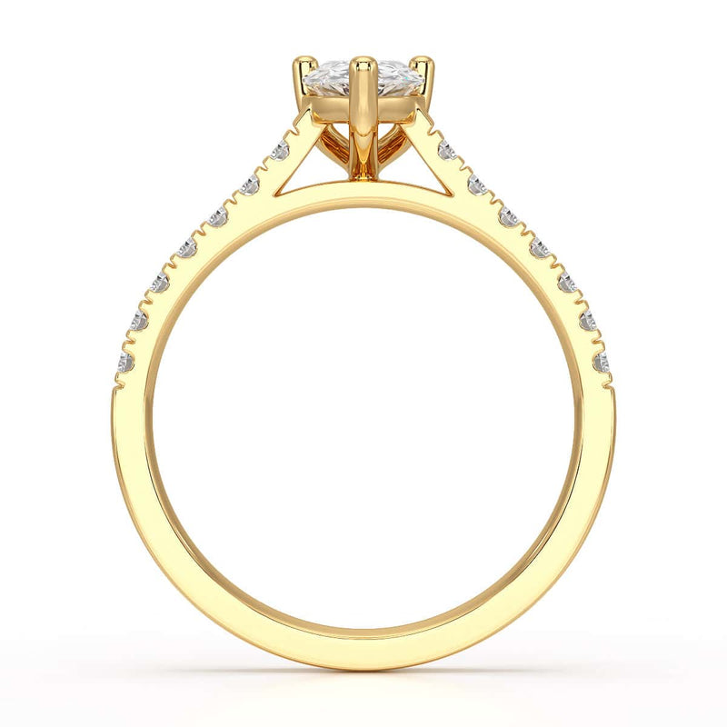 Diamond Engagement Ring- pear centre stone with Scallop Shoulder Set