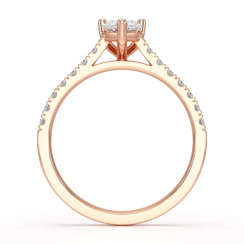 Diamond Engagement Ring- pear centre stone with Scallop Shoulder Set