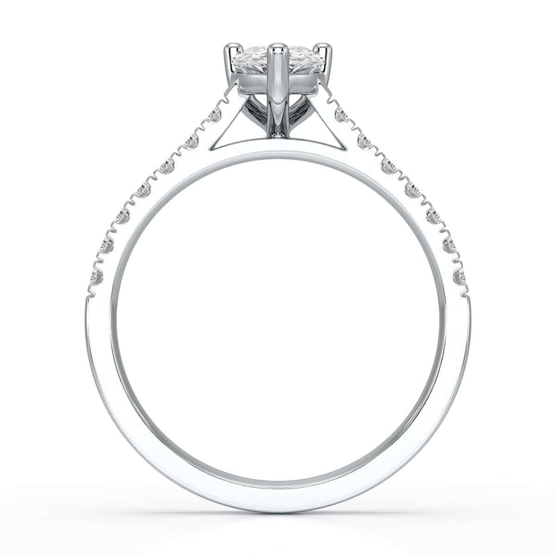 Diamond Engagement Ring- pear centre stone with Scallop Shoulder Set