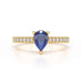 Pear Blue Sapphire with Diamond Set Shoulders Ring in 18ct Gold and Platinum