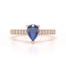 Pear Blue Sapphire with Diamond Set Shoulders Ring in 18ct Gold and Platinum
