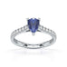 Pear Blue Sapphire with Diamond Set Shoulders Ring in 18ct Gold and Platinum