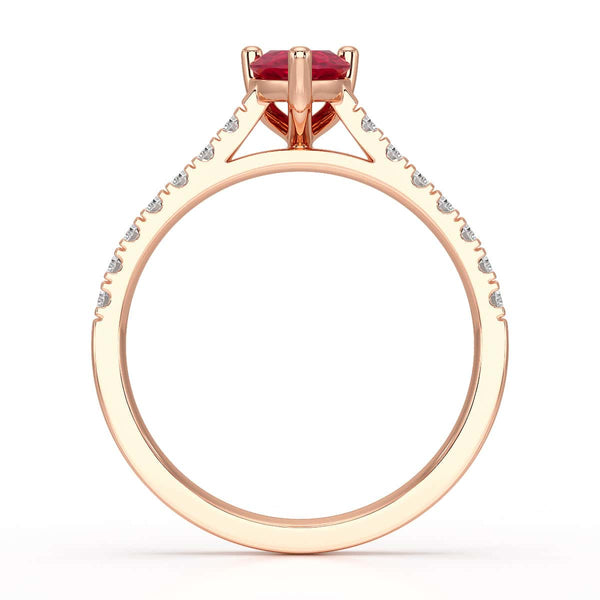 Pear Ruby with Diamond Set Shoulders Ring in 18ct Gold and Platinum