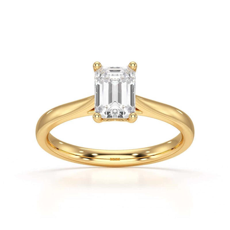 Emerald Cut Diamond Solitaire Engagement Ring with Tapered Shank
