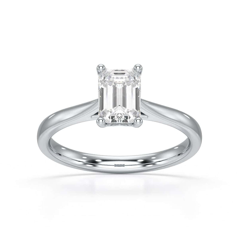 Emerald Cut Diamond Solitaire Engagement Ring with Tapered Shank