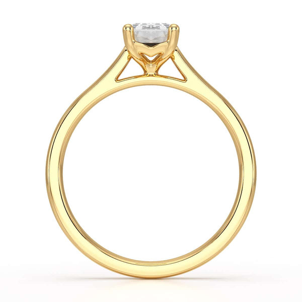 Emerald Cut Diamond Solitaire Engagement Ring with Tapered Shank