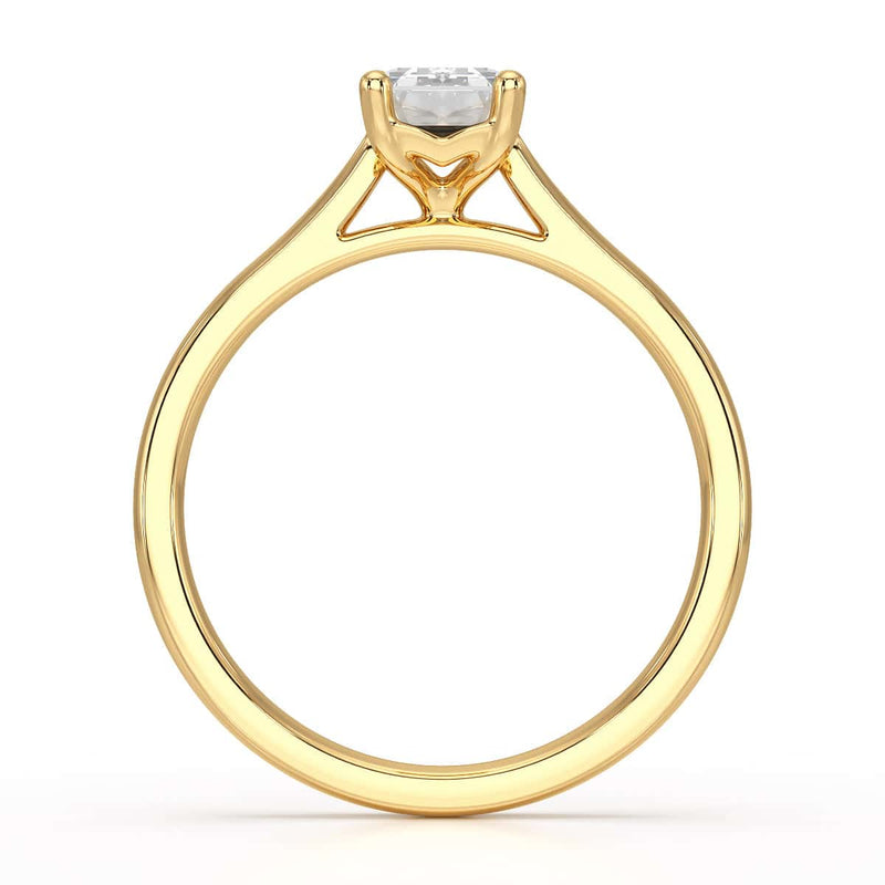 Emerald Cut Diamond Solitaire Engagement Ring with Tapered Shank