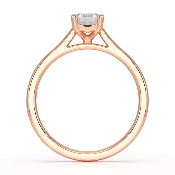 Emerald Cut Diamond Solitaire Engagement Ring with Tapered Shank
