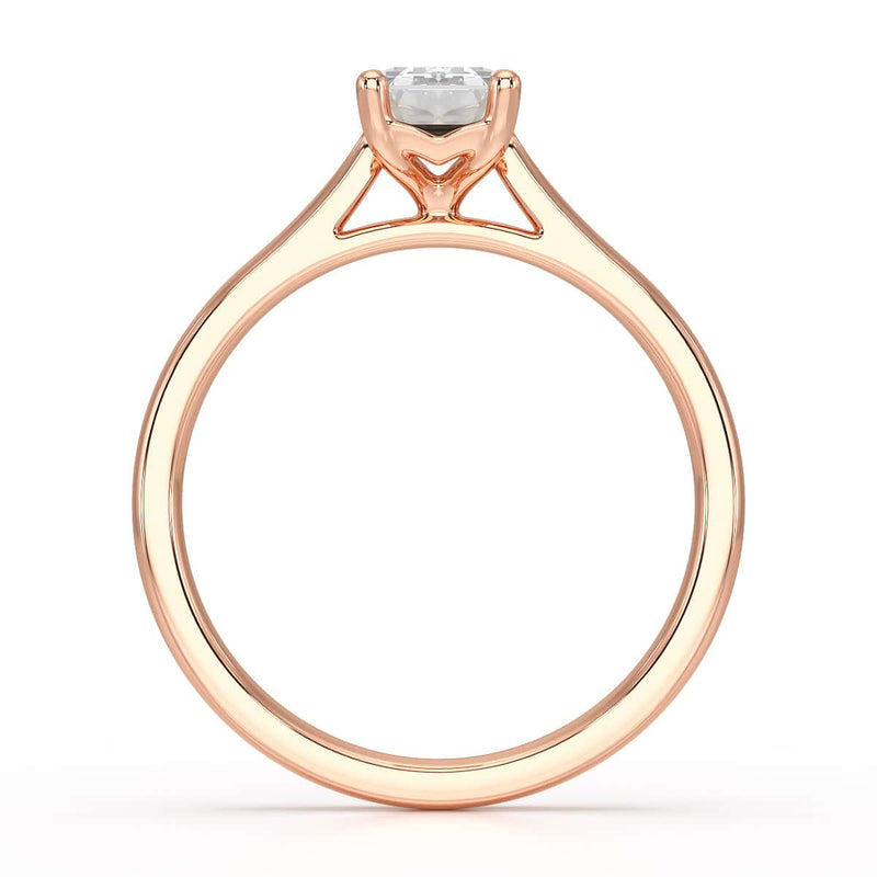 Emerald Cut Diamond Solitaire Engagement Ring with Tapered Shank